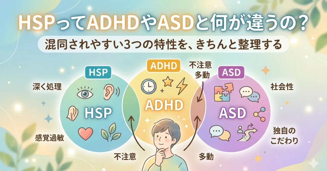 HSPってADHDやASDと何が違うの？——混同されやすい3つの特性を