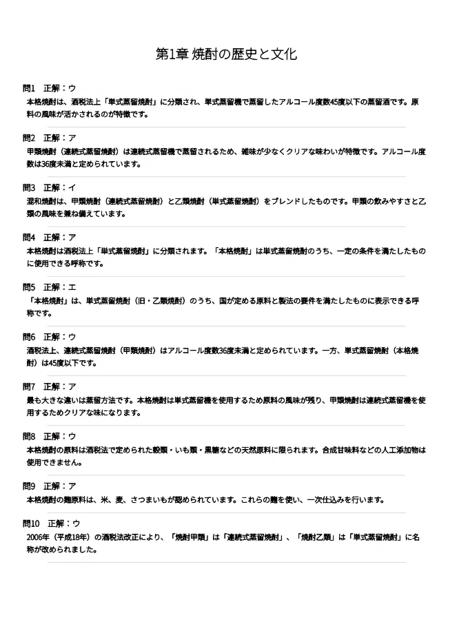 [Shochu Certification Level 3] Exam Preparation Workbook: 500 Questions ...