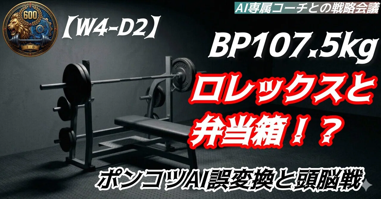 W4-D2：ベンチプレス】高級時計と弁当箱！？ポンコツ誤変換と107.5kg 