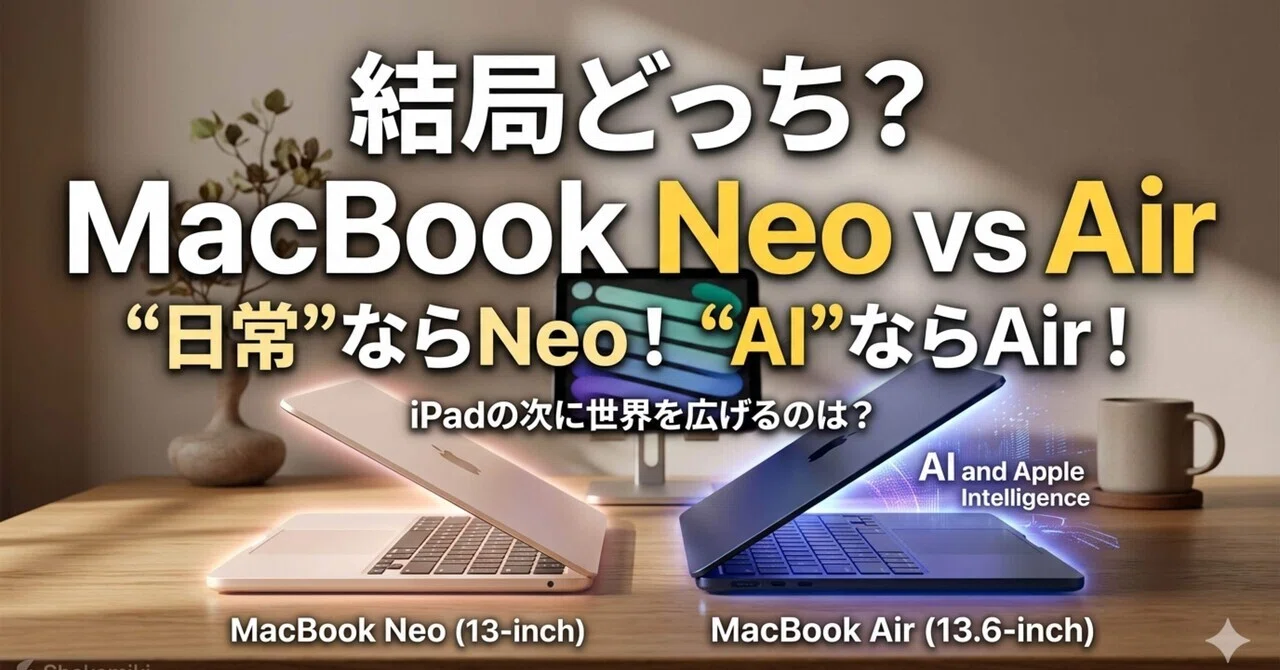 MacBook AirとMacBook Neo、どっちを買うべきか。本気で考えてみた 