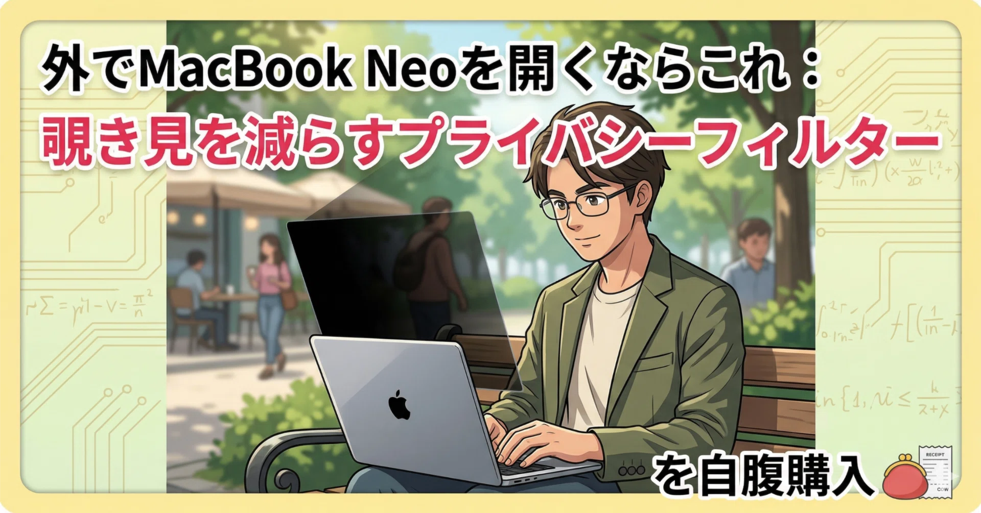 外でMacBook Neoを開くならこれ：覗き見を減らすプライバシー