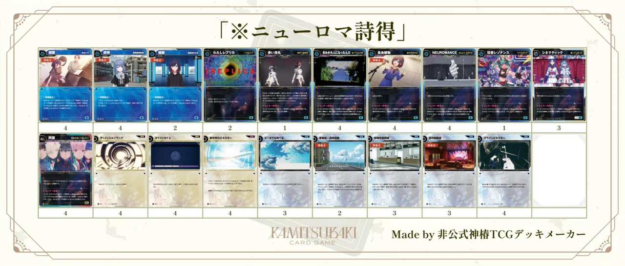 神椿TCG ニューロマ詩得デッキ 神椿TCG】オススメデッキ診断ツール作ったよ｜ミヤビ