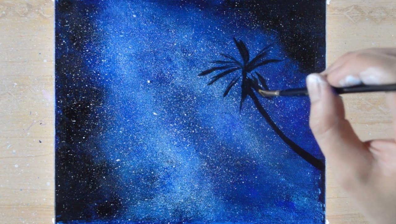 アクリル絵の具を使用した 希望の夜空 の描き方 アクリル絵の具チュートリアル Junya Art Note