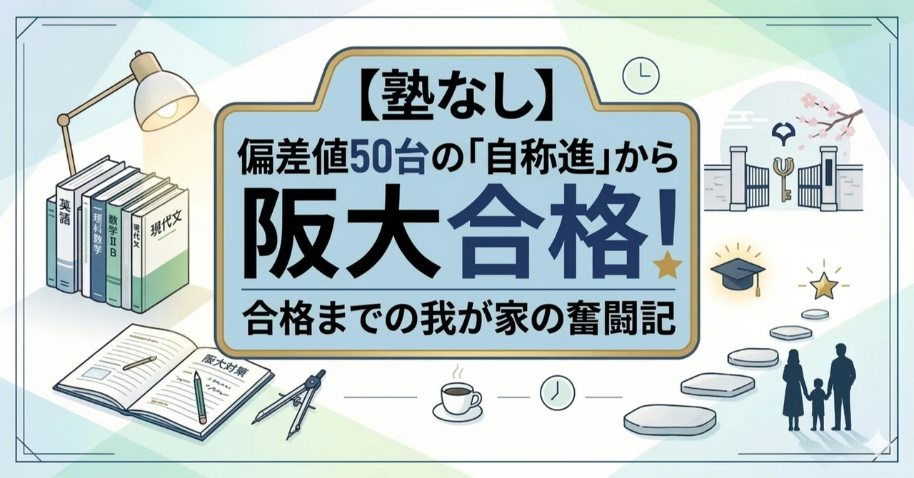 塾なし】偏差値50台の「自称進」から阪大合格！我が家の受験奮闘記 