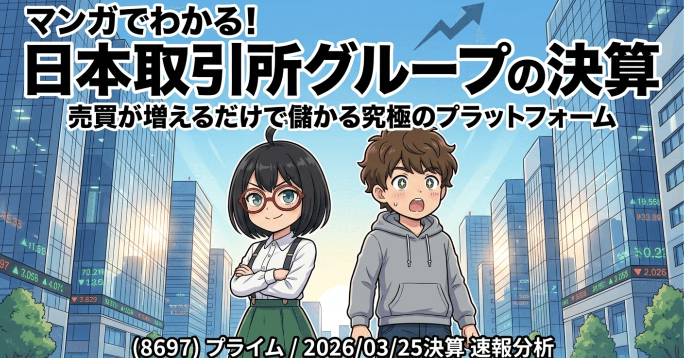 マンガでわかる!JPX 日本取引所グループ(8697)の決算 --- 純利益785億 マンガでわかる!JPX 日本取引所グループ(8697)の決算 --- 純利益785億