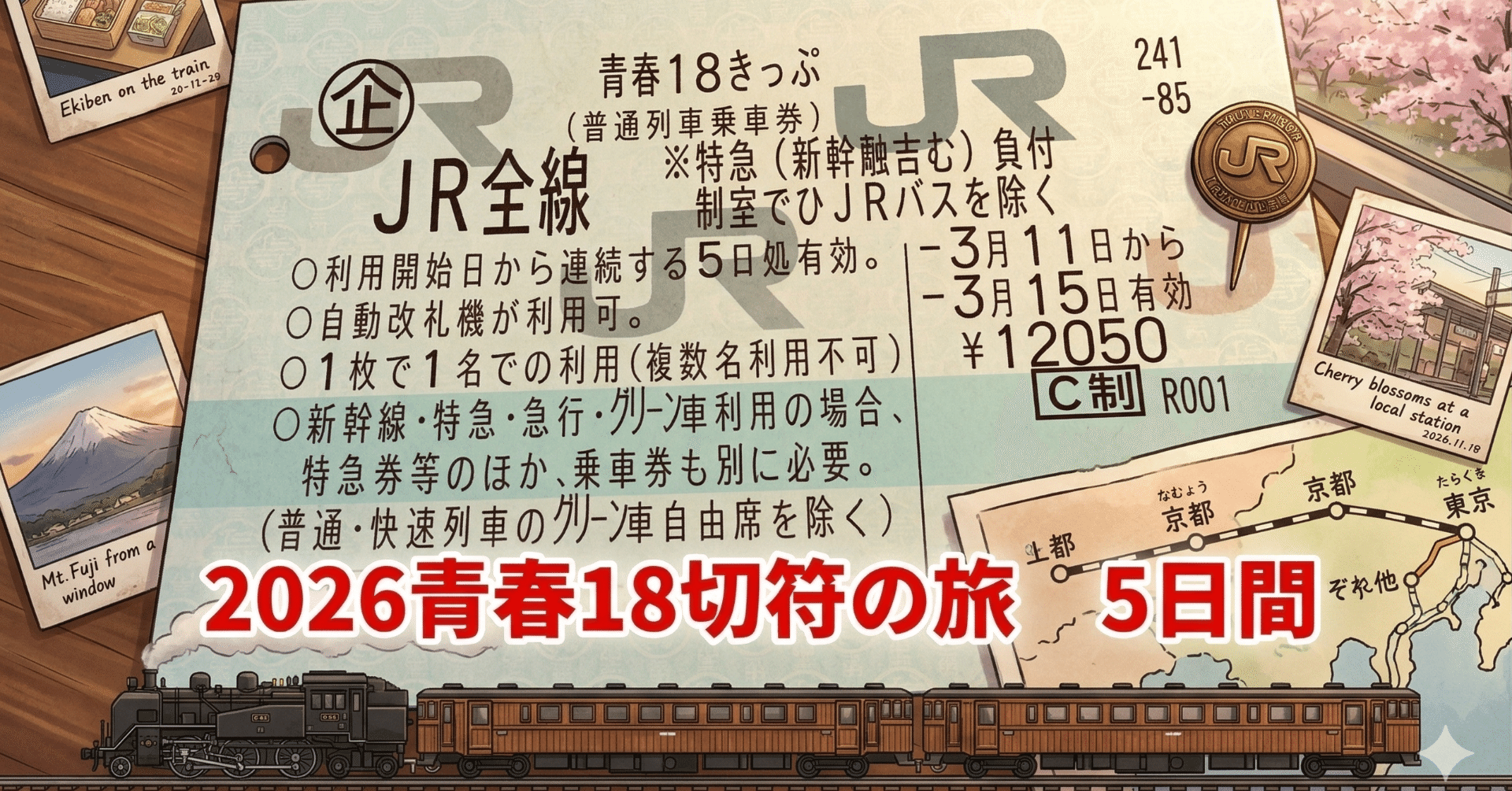 １８切符　3回分 青春18きっぷ（18切符）の購入（通信販売）ならチケットレンジャー