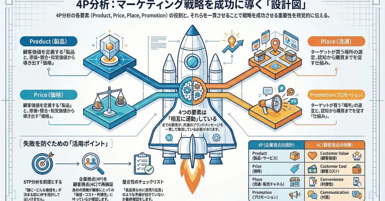 4P分析とは？マーケティングの基本フレームワークを目的・やり方・事例