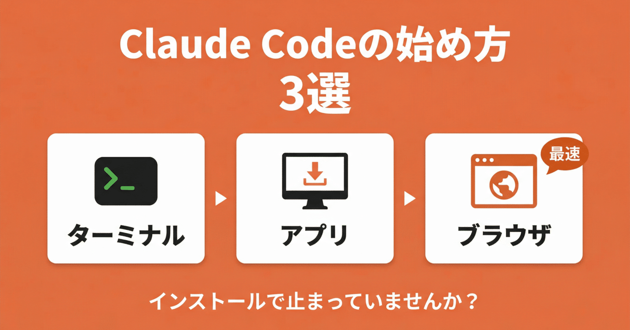 【インストールで止まってませんか？】Claude Codeの始め方3選〜ブラウザなら10秒で使える〜