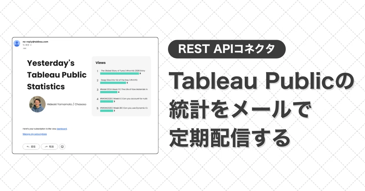Tableau Publicの統計をメールで定期配信する【REST APIコネクタ