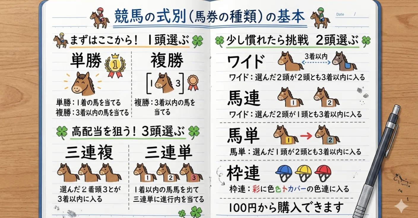 競馬初心者🔰向け。馬券の買い方「式別（しきべつ）」について。｜ウマンタ