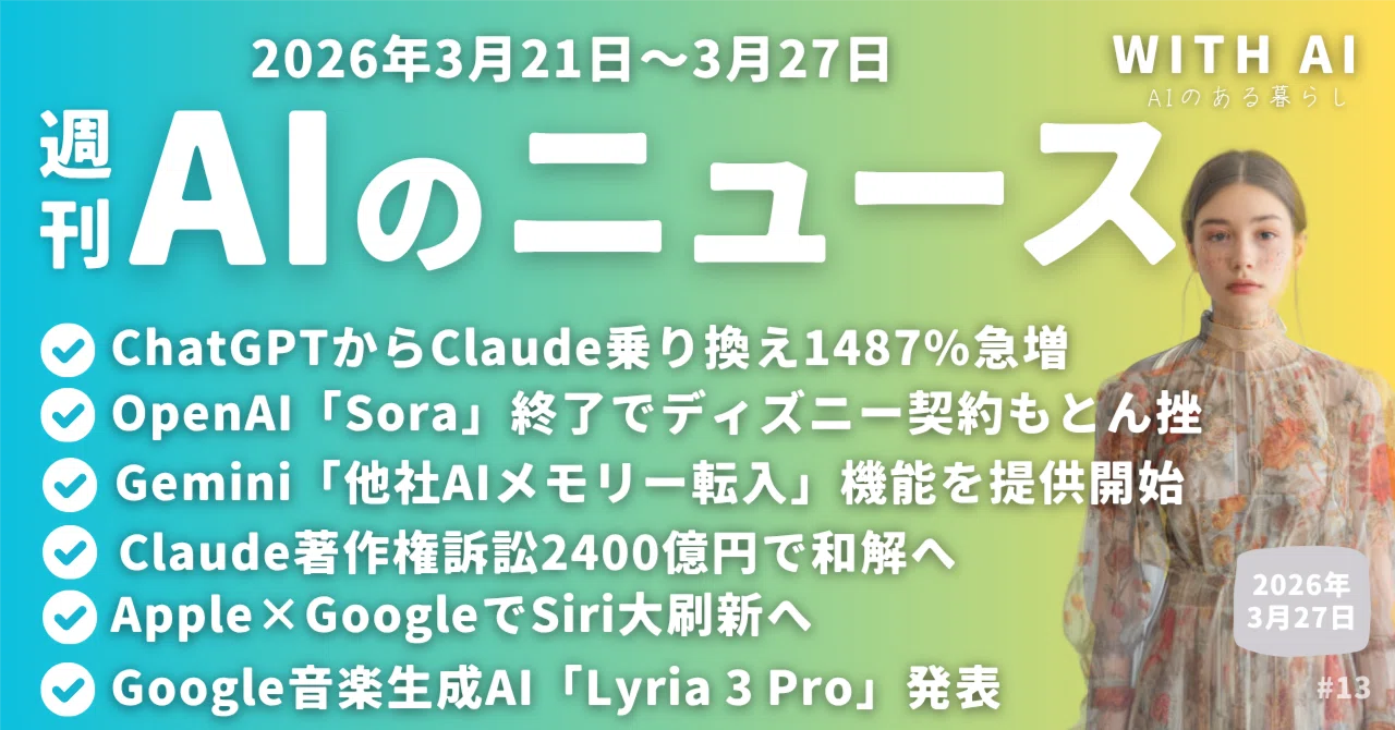 ChatGPTからClaude乗り換え1487%急増／OpenAI「Sora」終了でディズニー 