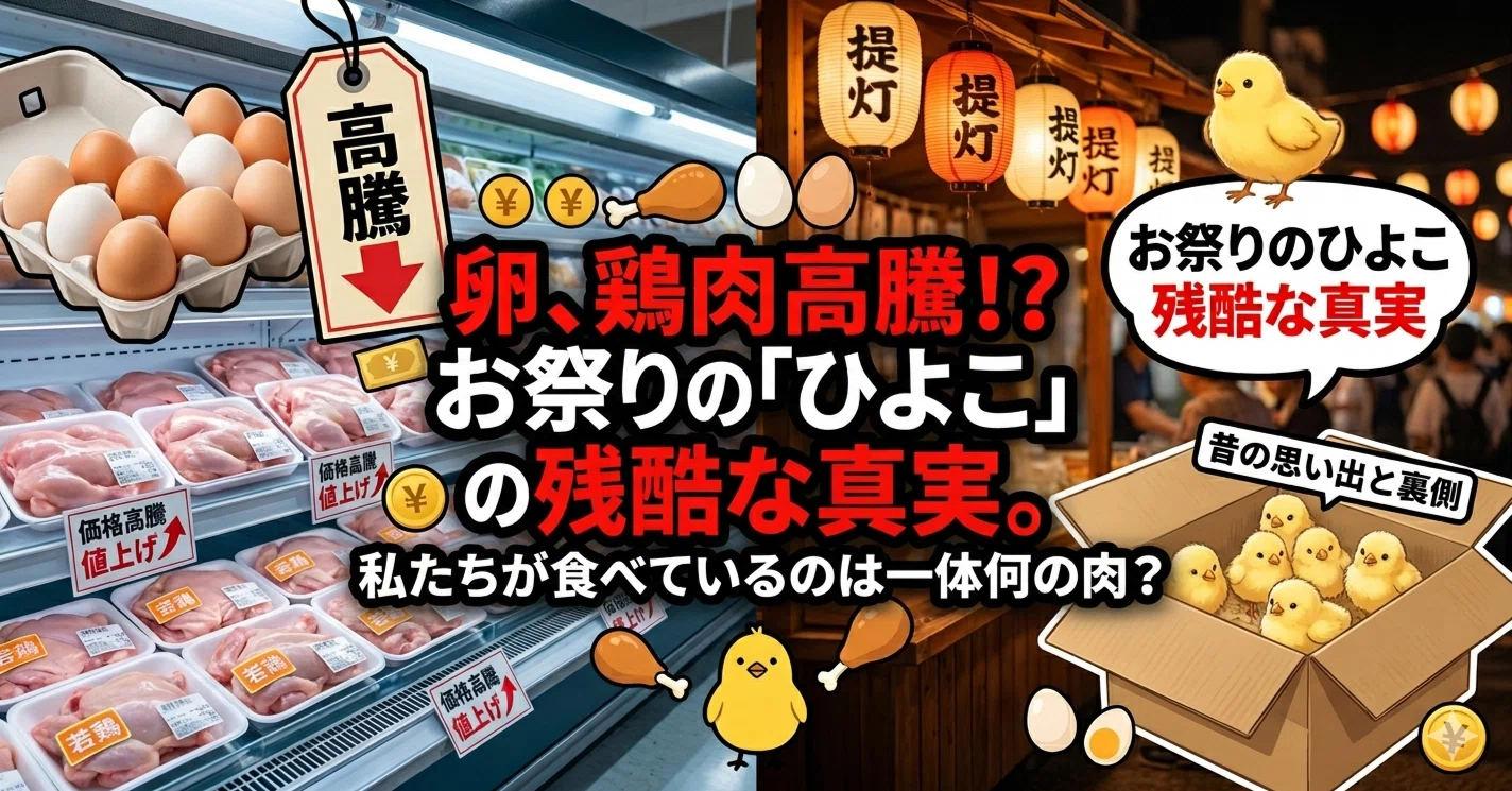 卵、鶏肉高騰！？お祭りの「ひよこ」の残酷な真実。私たちが食べている