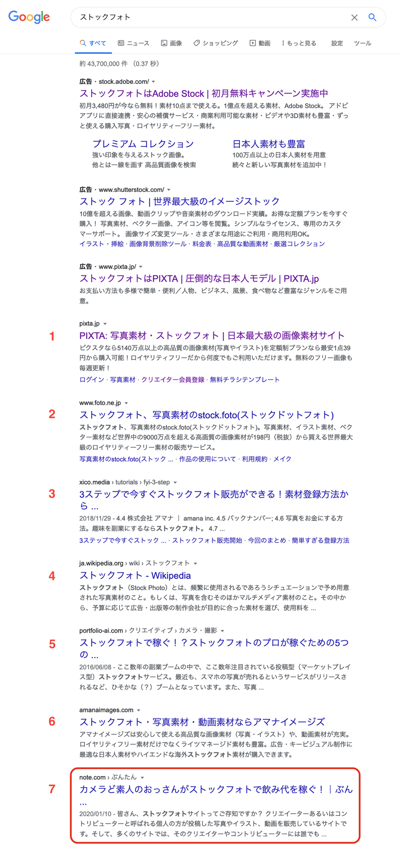 Googleで ストックフォト 稼ぐ と検索してみたら ぶんたん Note