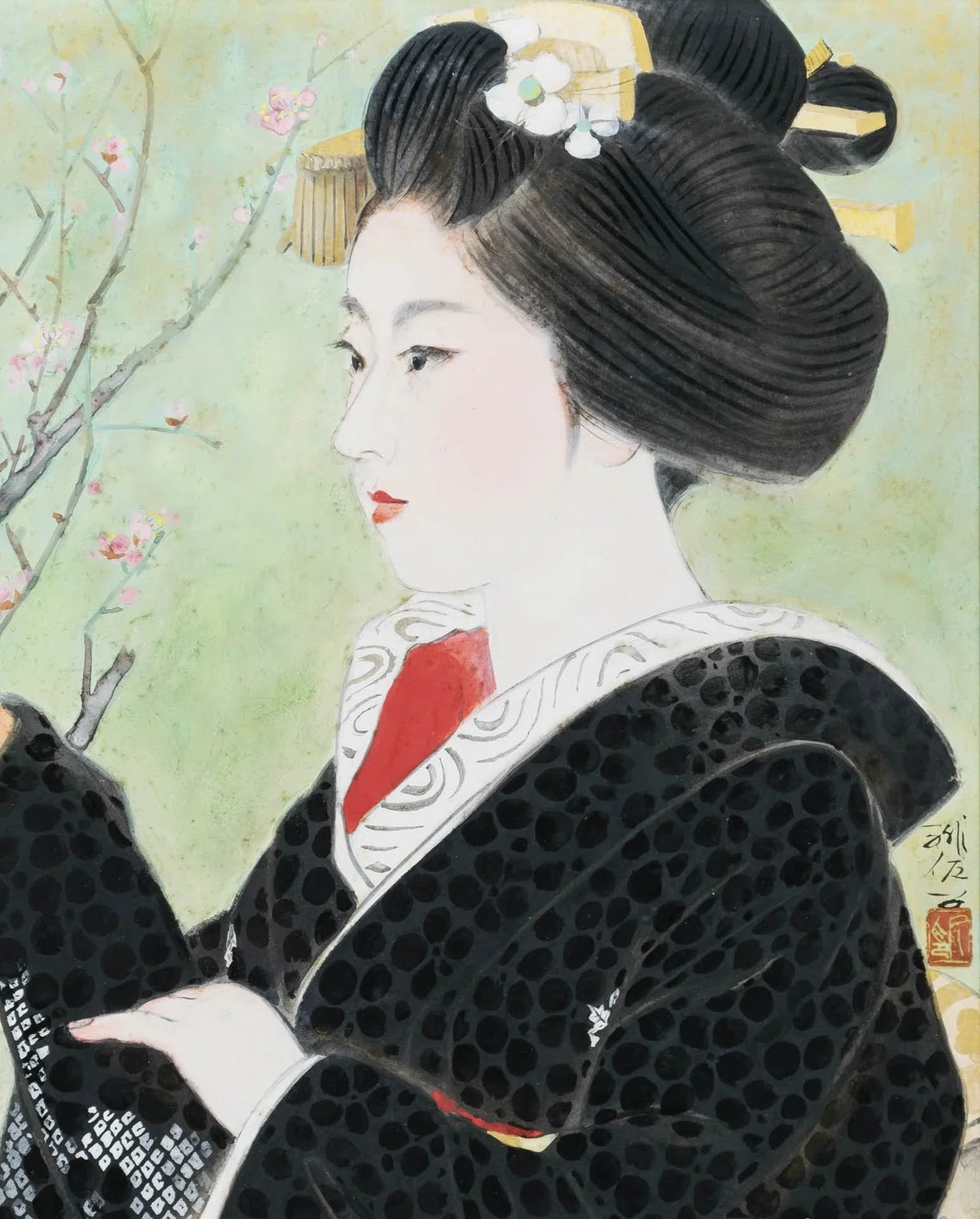 掛軸 幅ひろ 『早梅』梶原緋佐子 日本画