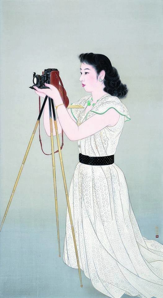 梶原緋佐子、工芸画、日本画 美しい女性像 絵画