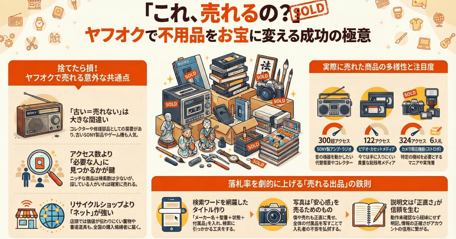 ヤフオクで実際に売れた商品10選｜不用品販売で利益を作るコツと売れる 