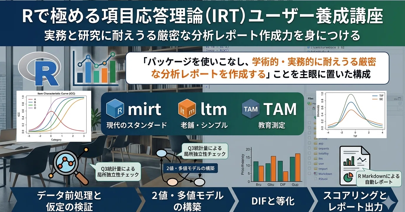 Rで極める項目応答理論（IRT）―標準パッケージによる統計解析の実践