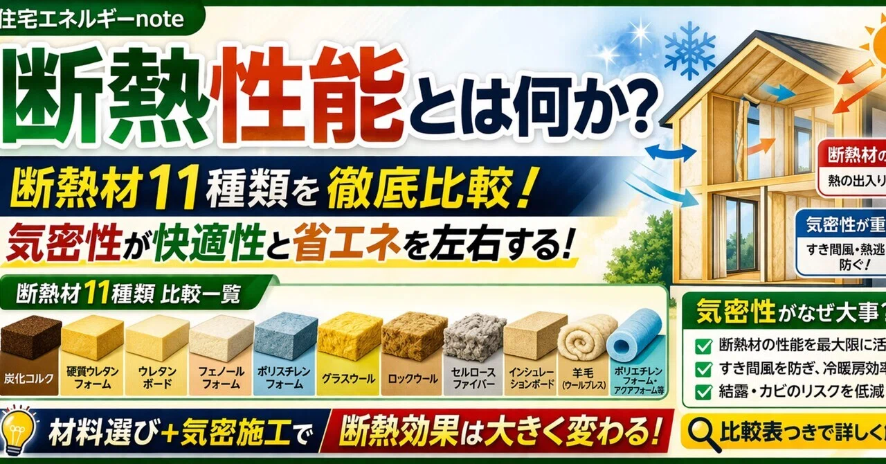 断熱性能とは何か？断熱材11種類と気密性を比較しながら住宅購入者向け