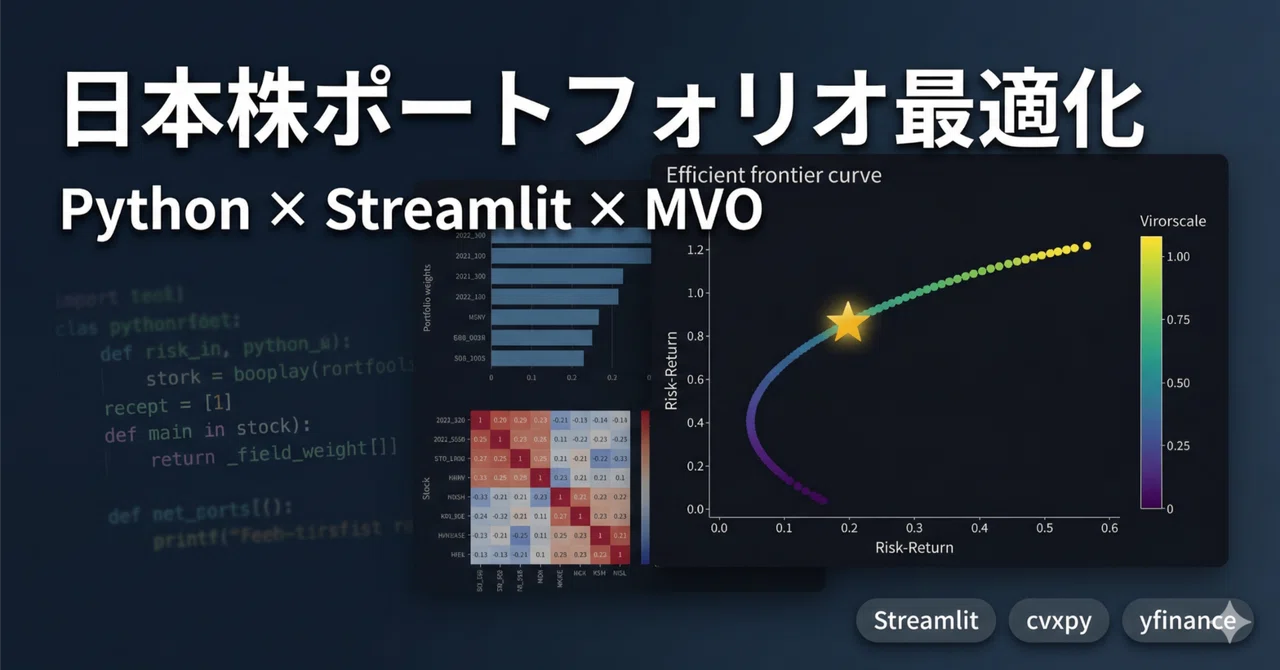 Mvo Python Chart Pythonで日本株ポートフォリオ最適化アプリを作る【MVO×Streamlit完全実装】|あーる。