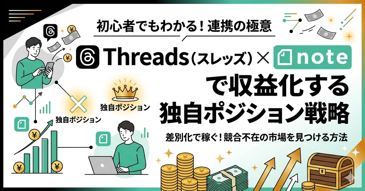 Threads（スレッズ）×noteで収益化する独自ポジション戦略｜【AI×SNSで稼ぐ】パソコン倶楽部