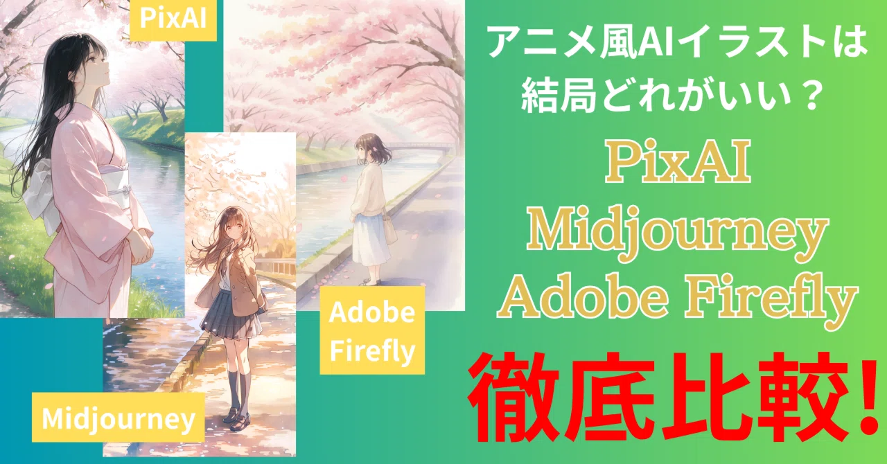 アニメ風AIイラストは結局どれがいい？PixAI・Midjourney・Adobe
