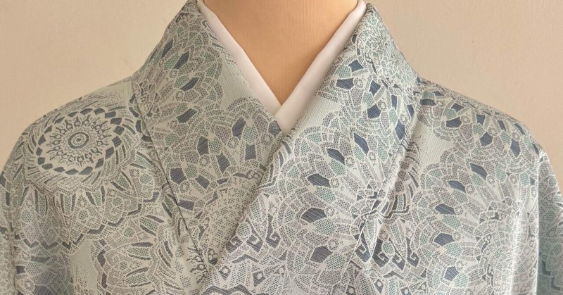 花文様お召単衣着物