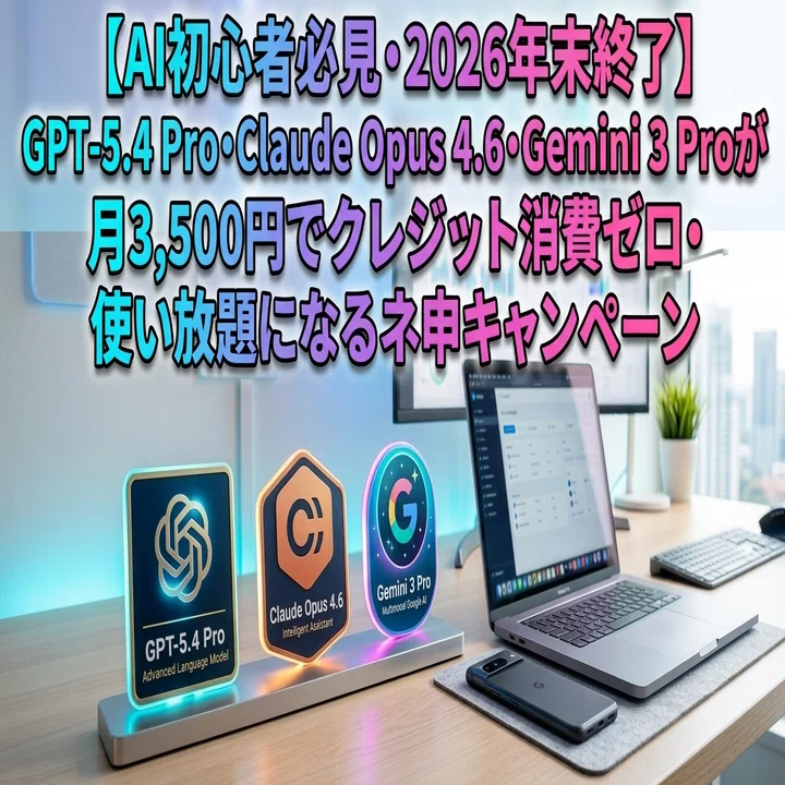 AI初心者必見・2026年末終了】GPT-5.4 Pro・Claude Opus 4.6・Gemini 3