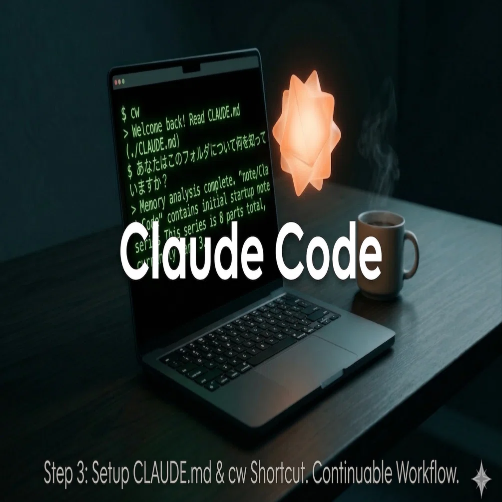第3回】PCをシャットダウンしても、続きから始められる。CLAUDE.mdとcw