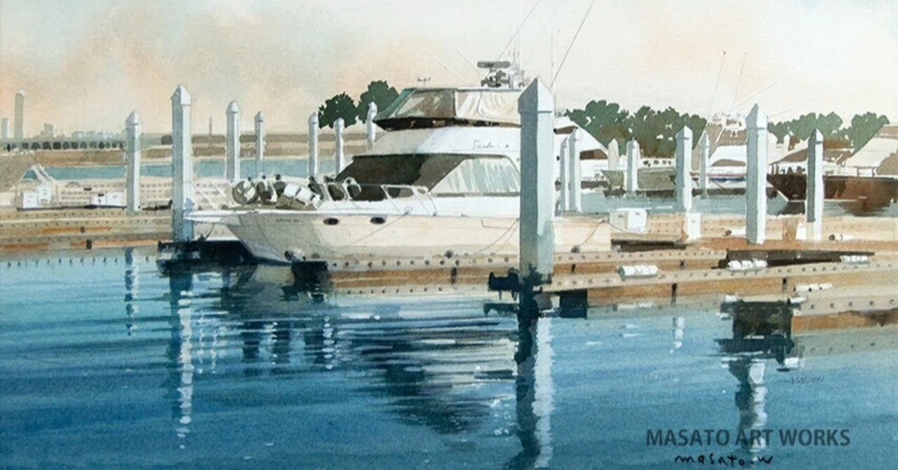 水彩画への道のり10:海、港、船の題材を手探りで描き始める】｜MASATO