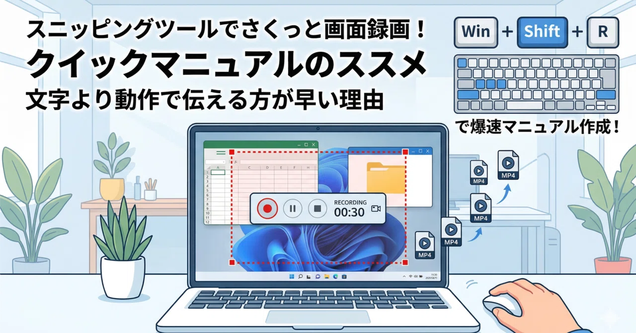 スニッピングツールでさくっとPC画面を録画して、クイックマニュアルを