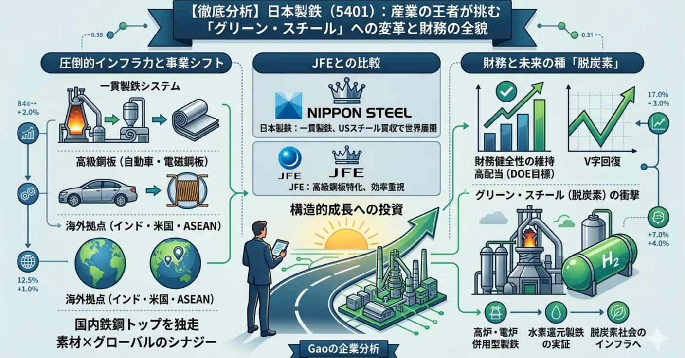 企業分析】日本製鉄（5401）：産業の王者が挑む「グリーン・スチール