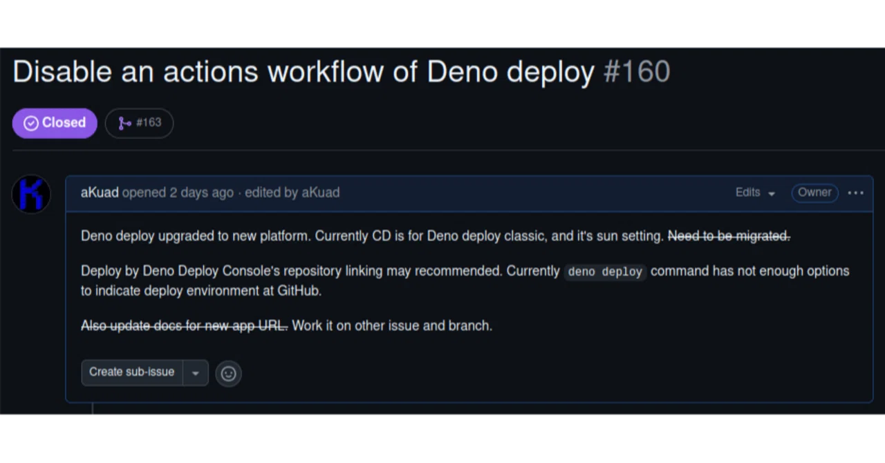 100人中1人システム #11 デプロイ先 Deno Deploy の更新による移行｜aKuad