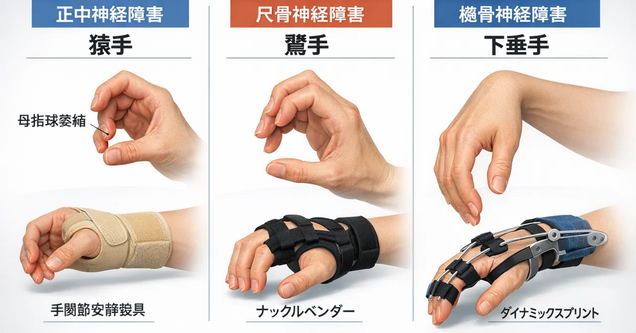 上肢スプリント作製に必要な解剖学的知識｜猿手・鷲手・下垂手を理解する｜まぐろパン