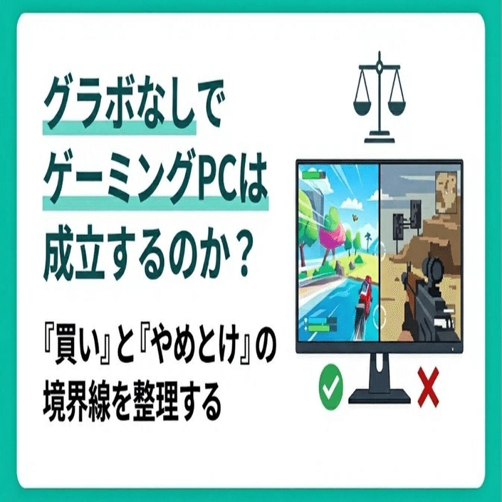 ゲーミングPC ゲーミングパソコン　グラボ無し グラボなしでゲーミングPCは成立するのか？「買い」と「やめとけ」の
