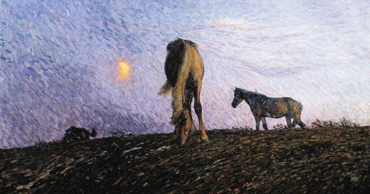 Gerald Steffe スウェーデンの絵画　文化人類学　アフリカ スウェーデン絵画」展出品作⑩ ニルス・クルーゲル《夜の訪れ》1904年
