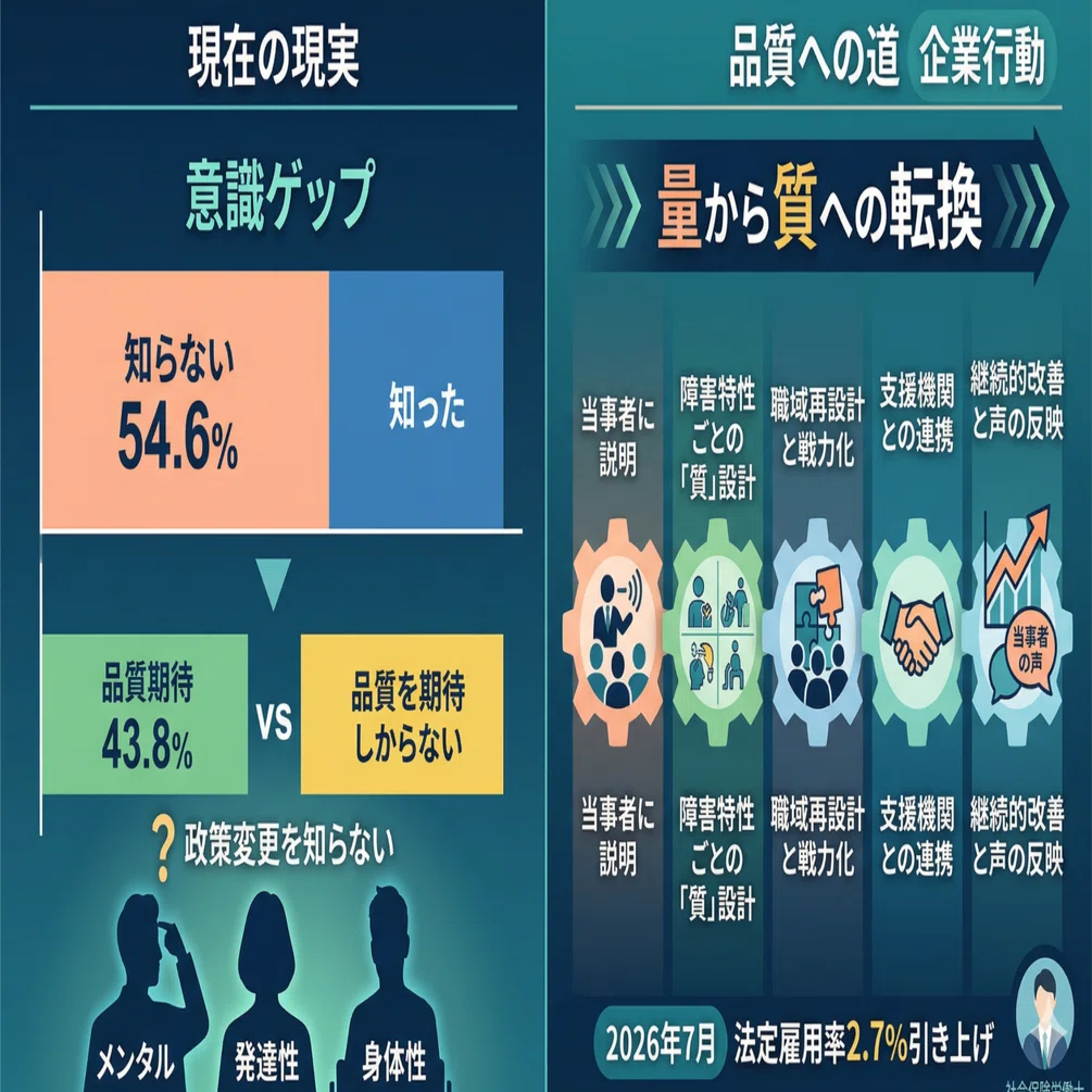 障害者雇用は「量から質へ」──だが当事者の54.6%はそれを知らない