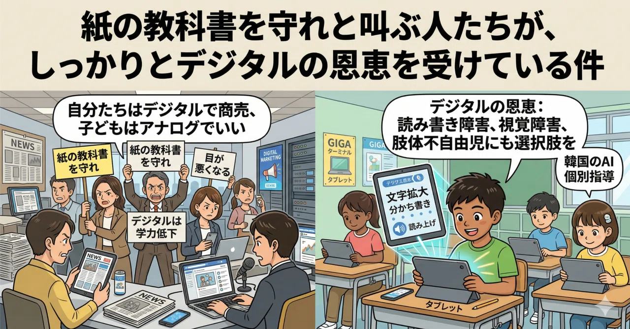 紙の教科書を守れと叫ぶ人たちが、しっかりとデジタルの恩恵を受けて