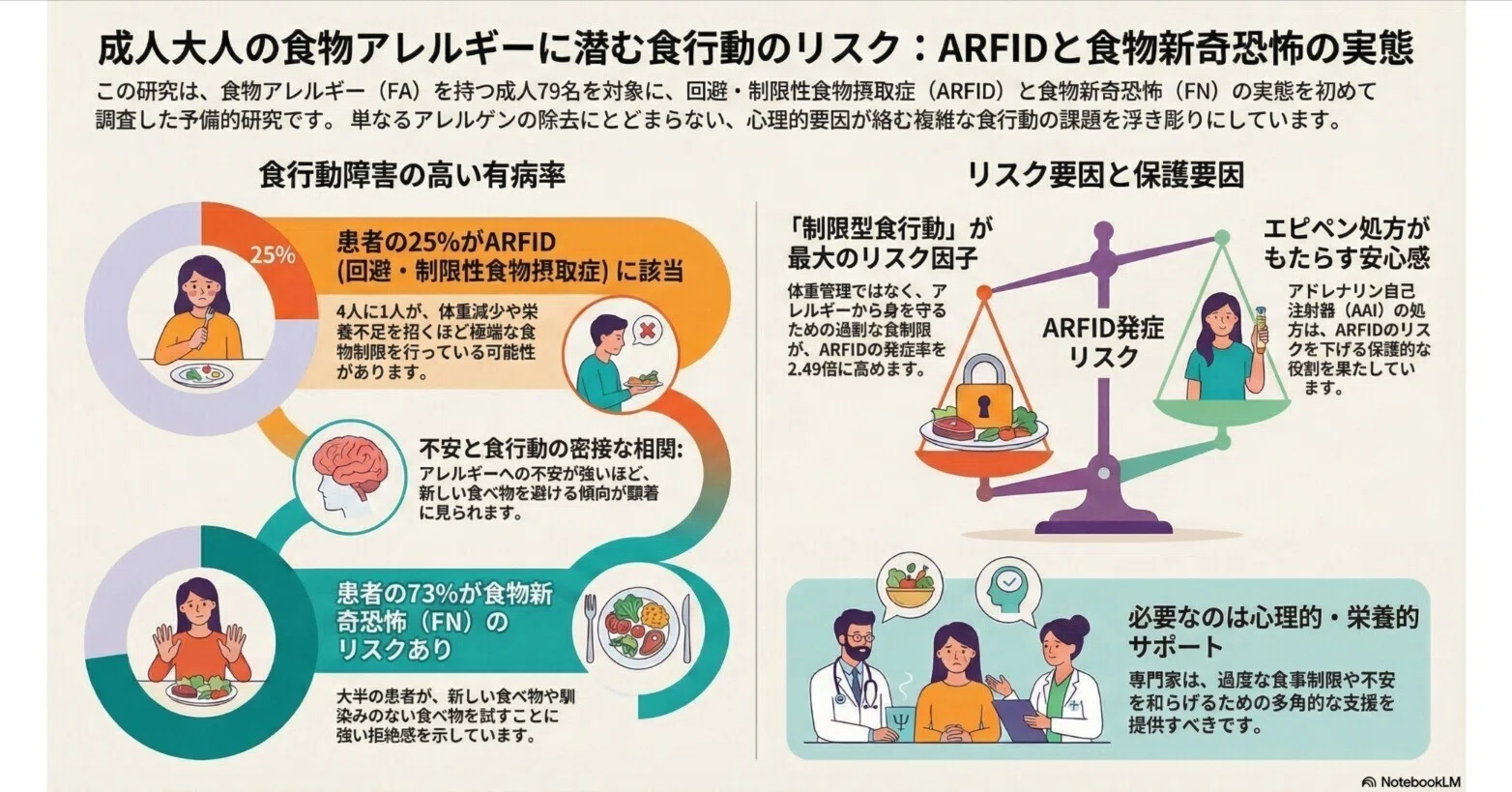 成人の食物アレルギーでの回避・制限性食物摂取障害（ARFID）や食物