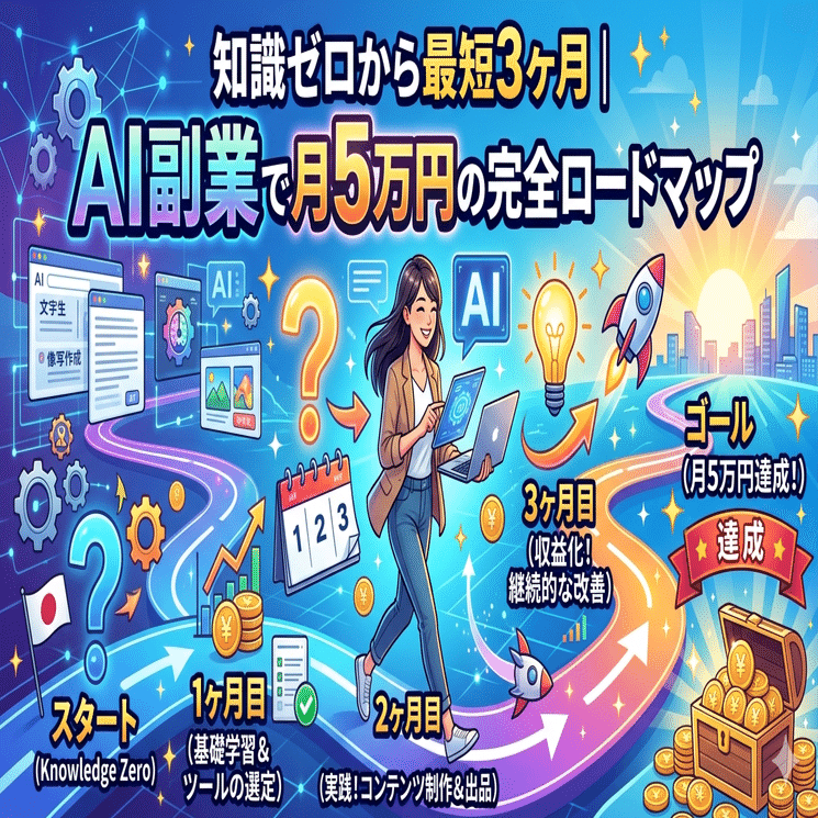知識ゼロから最短3ヶ月｜AI副業で月5万円の完全ロードマップ｜mochidamo