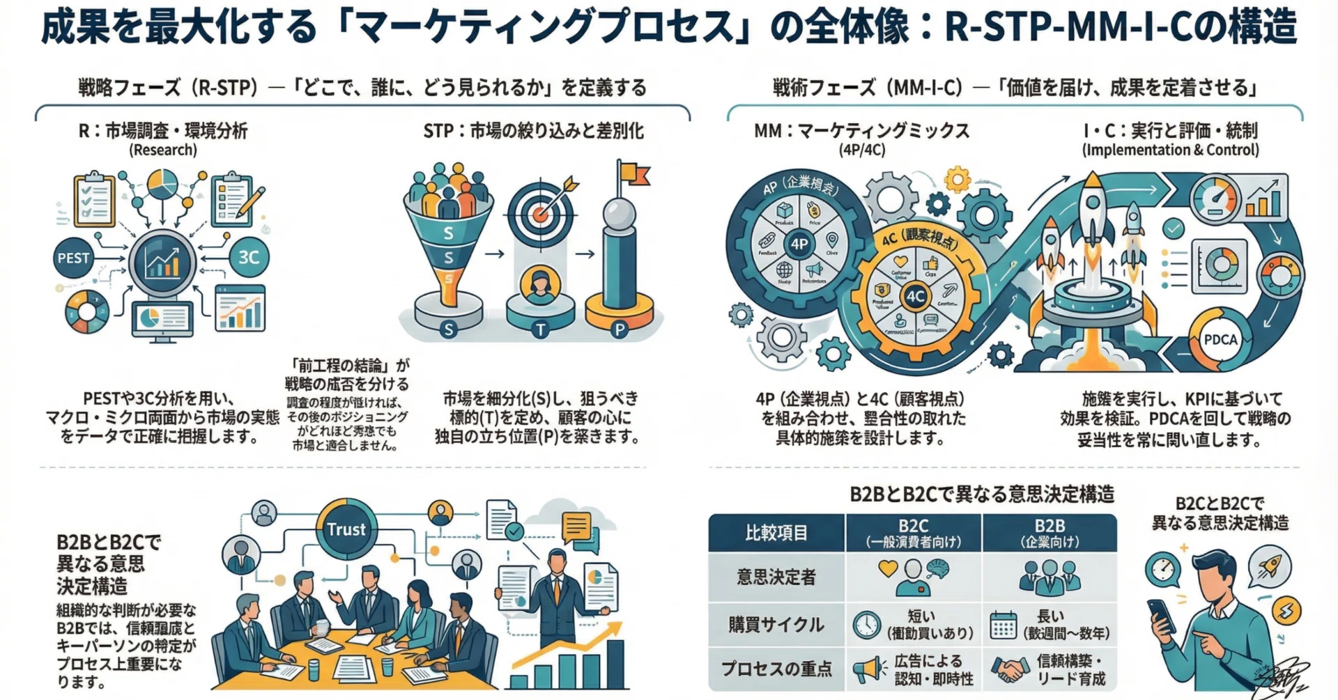 マーケティングプロセスを正しく理解する｜R-STP-MM-I-Cの構造と実務で