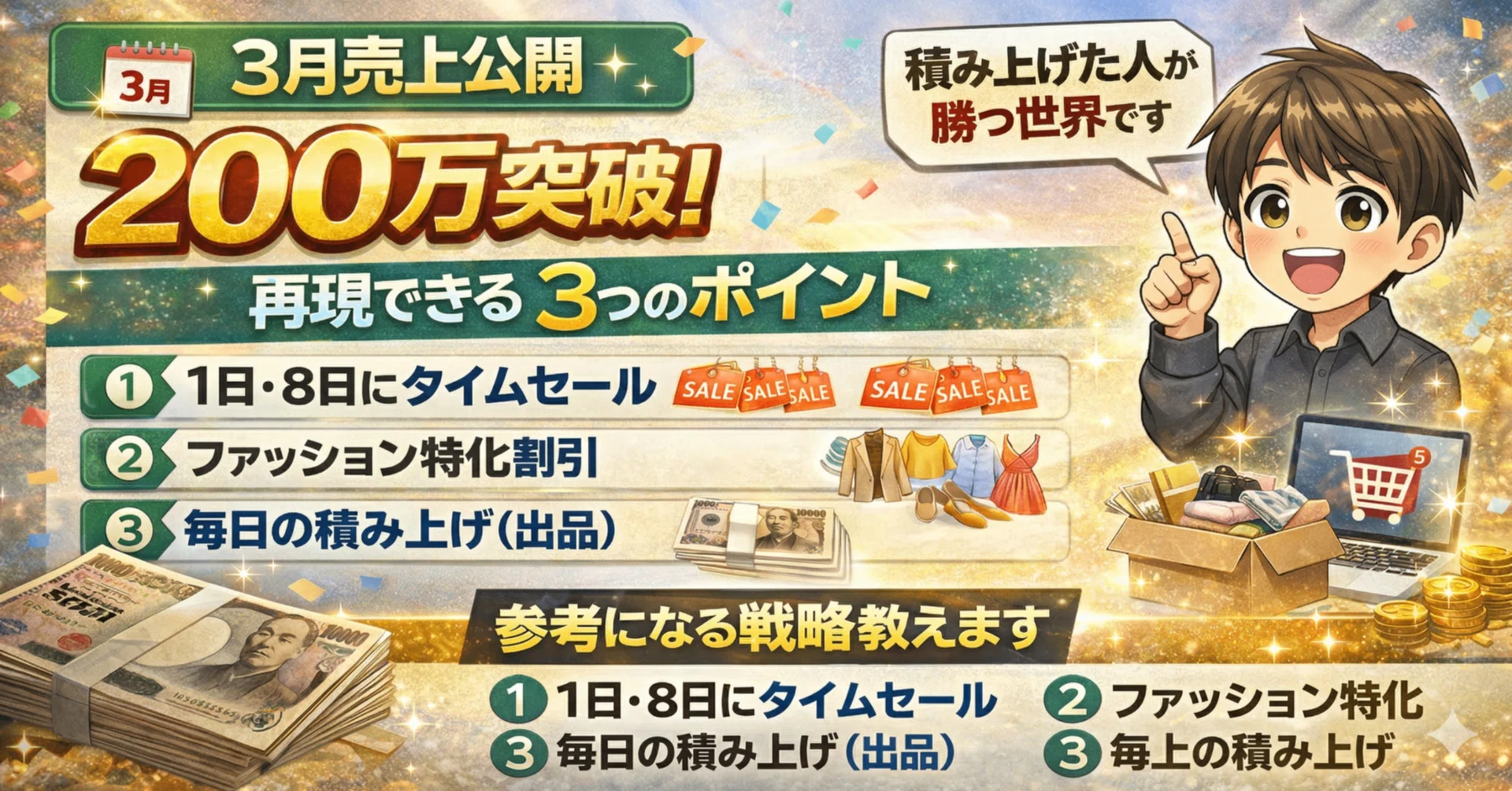 3月、売上200万超えました。やったことは、かなり地味です。｜メルカク