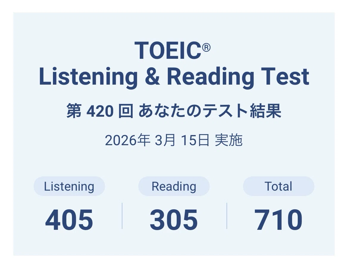プロフ確認任意 20点 13WEEK ― TOEIC710点。スコアは下がったが、弱点はもっと明確になった