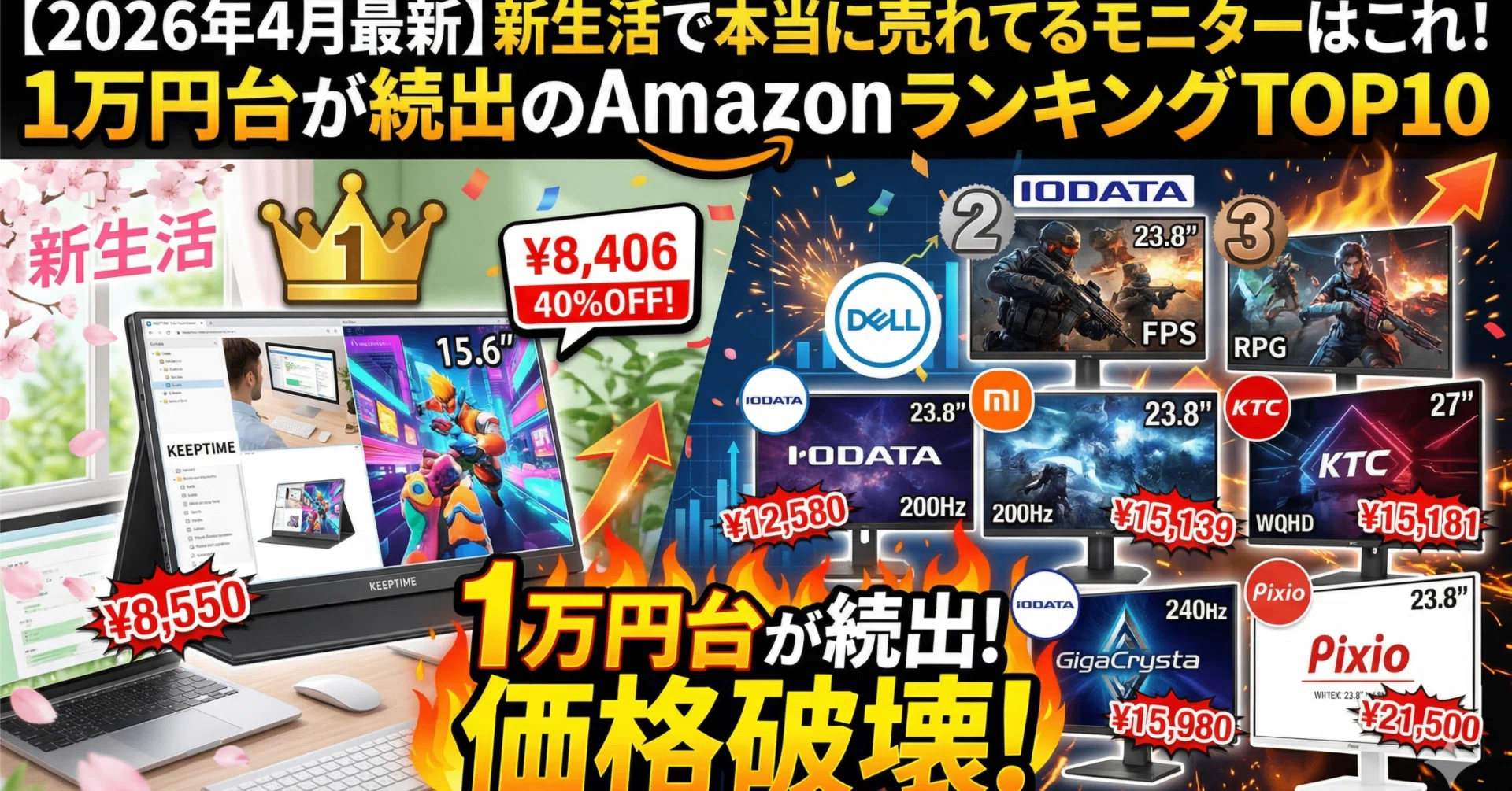 2026年4月最新】新生活で本当に売れてるモニターはこれ！1万円台が続出 