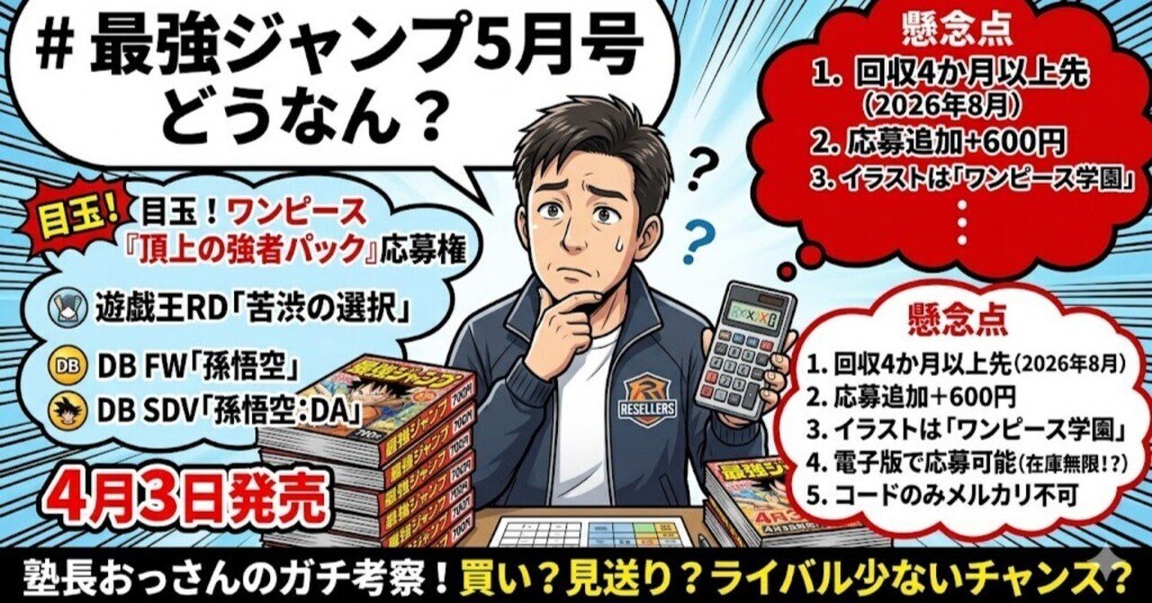4月3日発売！最強ジャンプ5月号、転売商材としてどうなん？｜転売塾
