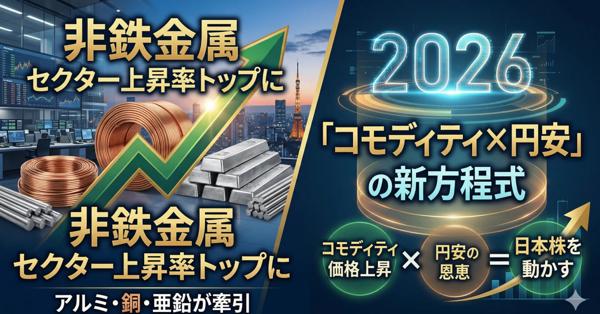 非鉄金属がセクター上昇率トップに。2026年の日本株を動かす