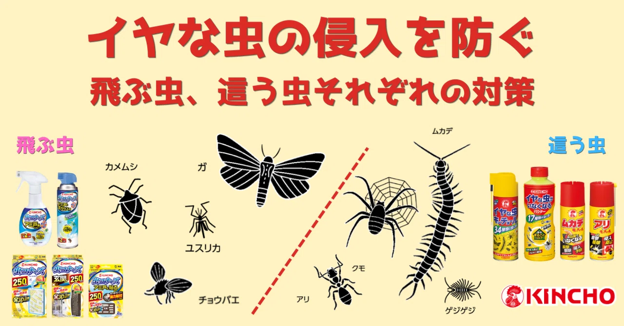 イヤな虫の侵入を防ぐ ～飛ぶ虫、這う虫それぞれの対策｜KINCHO公式