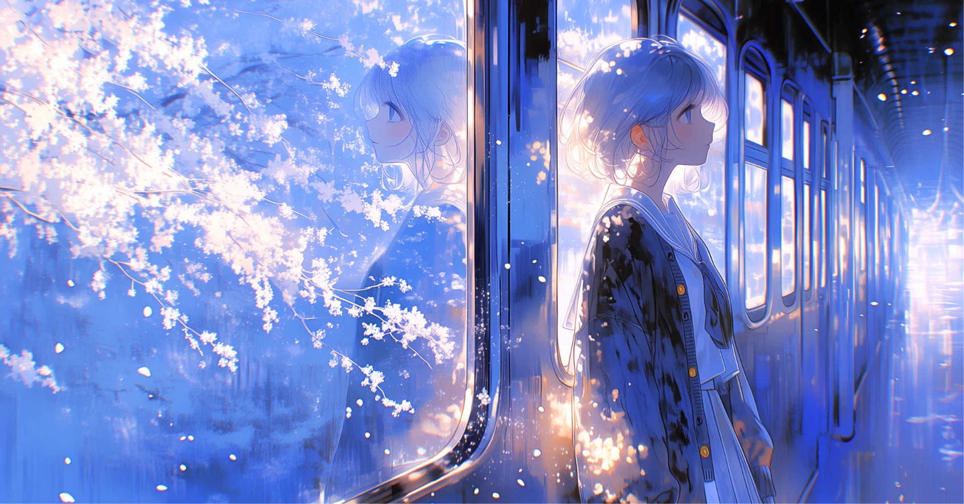 反射の中に桜を見ていた。電車を待つ時間に、解ける感情と生活と