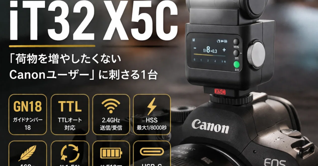 このサイズでTTLは強い。Godox iT32 X5Cは「荷物を増やしたくないCanon