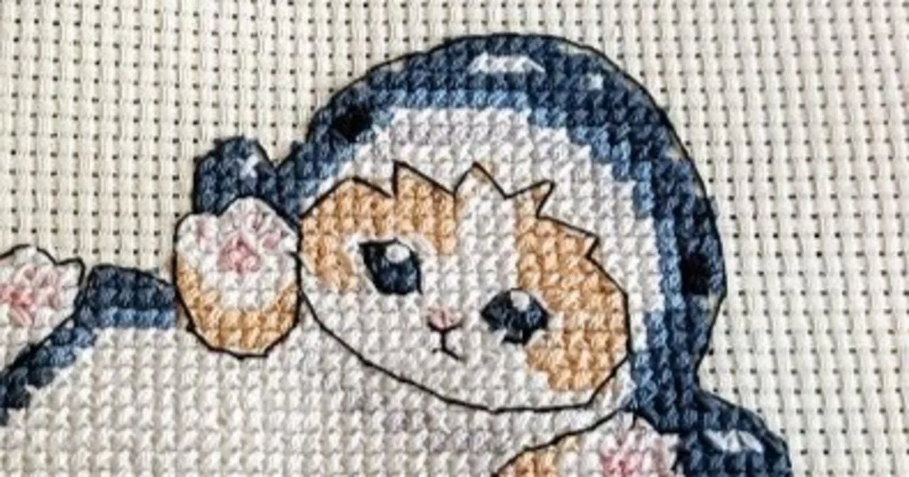 クロスステッチの絵 創刊号 クロスステッチ モフサンド サメにゃん完成編 ｜ピクトさん