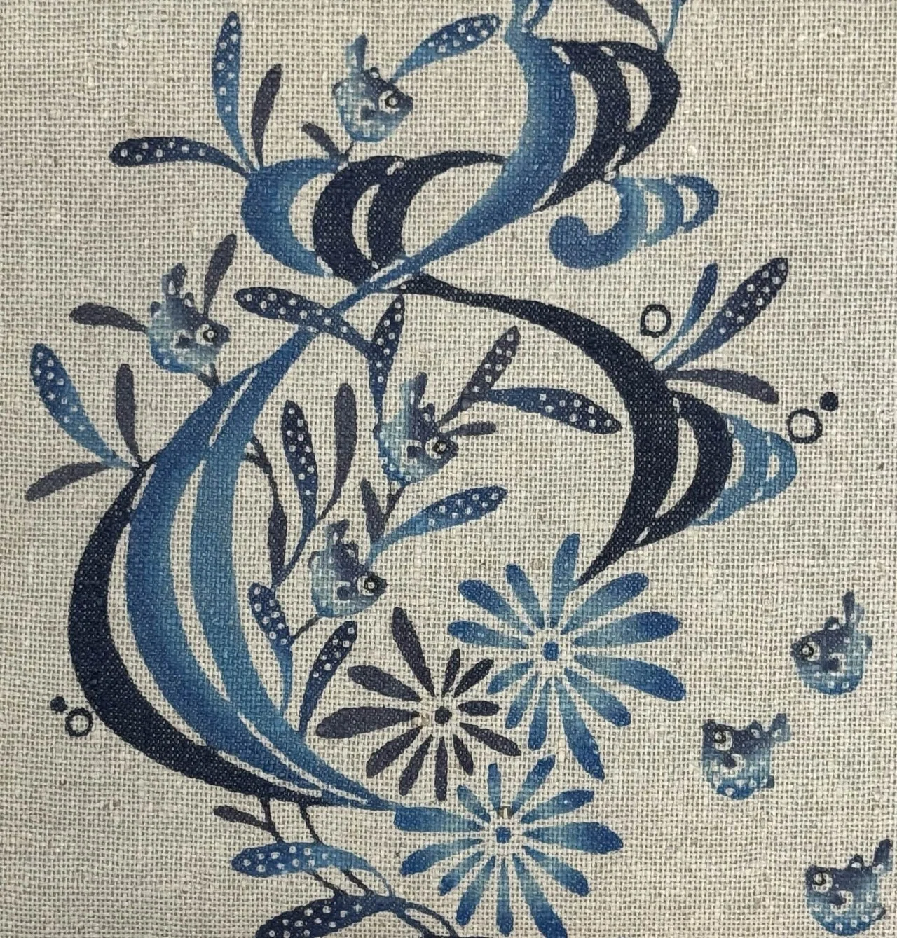 真綿系の本藍名古屋帯★美品 城間栄順藍型名古屋帯｜夢吉きもの